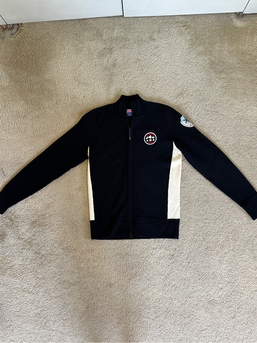 Vineyard Vines Black Merino Wool Zip Cardigan with Pink Label